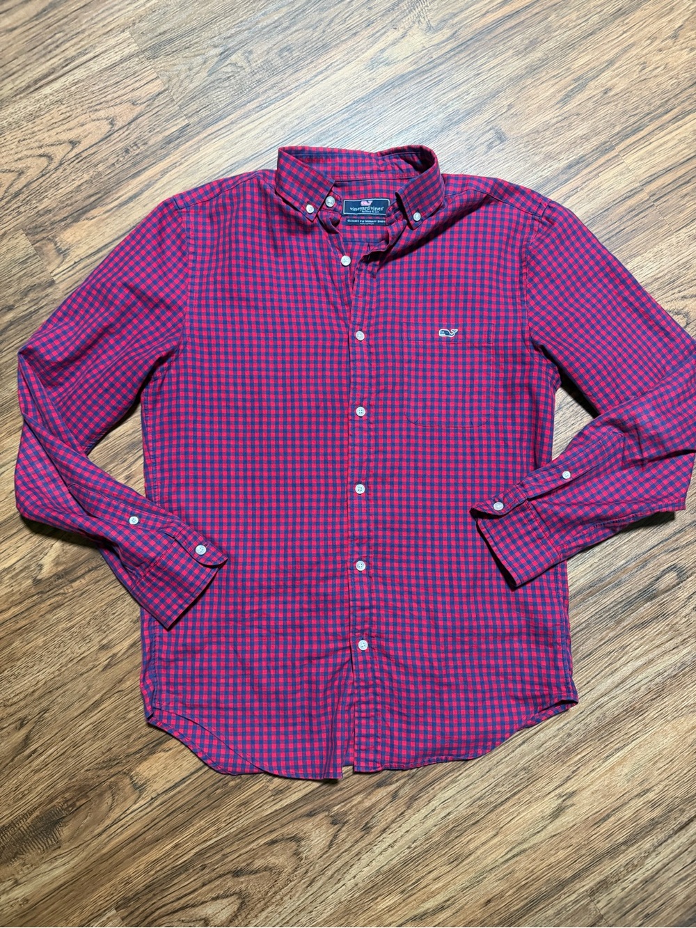 Vineyard Vines Red & Navy Check Button-Down Shirt